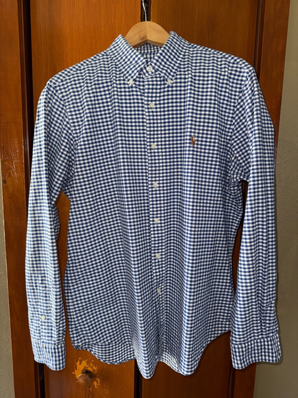 Ralph Lauren Navy and White Gingham Button-Down Shirt - Men's